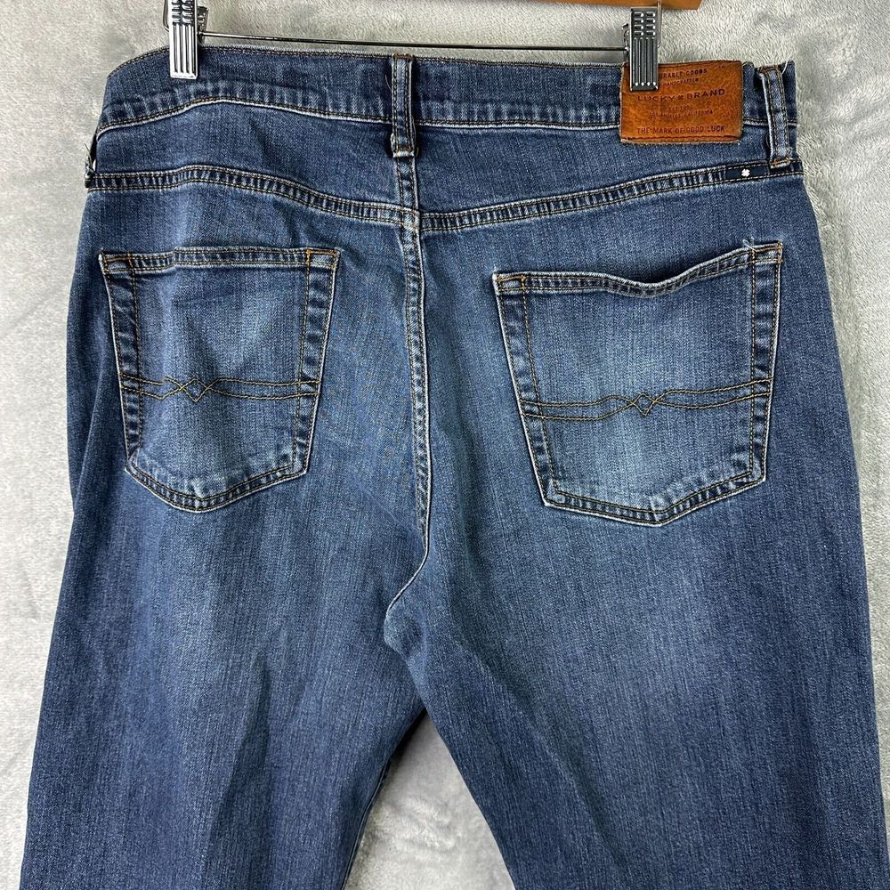 lucky brand 221 straight jeans mens 36x30 (36x31) blue denim* - Picture 10 of 15